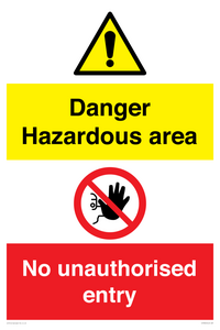 Danger Hazardous area
No unauthorsied entry